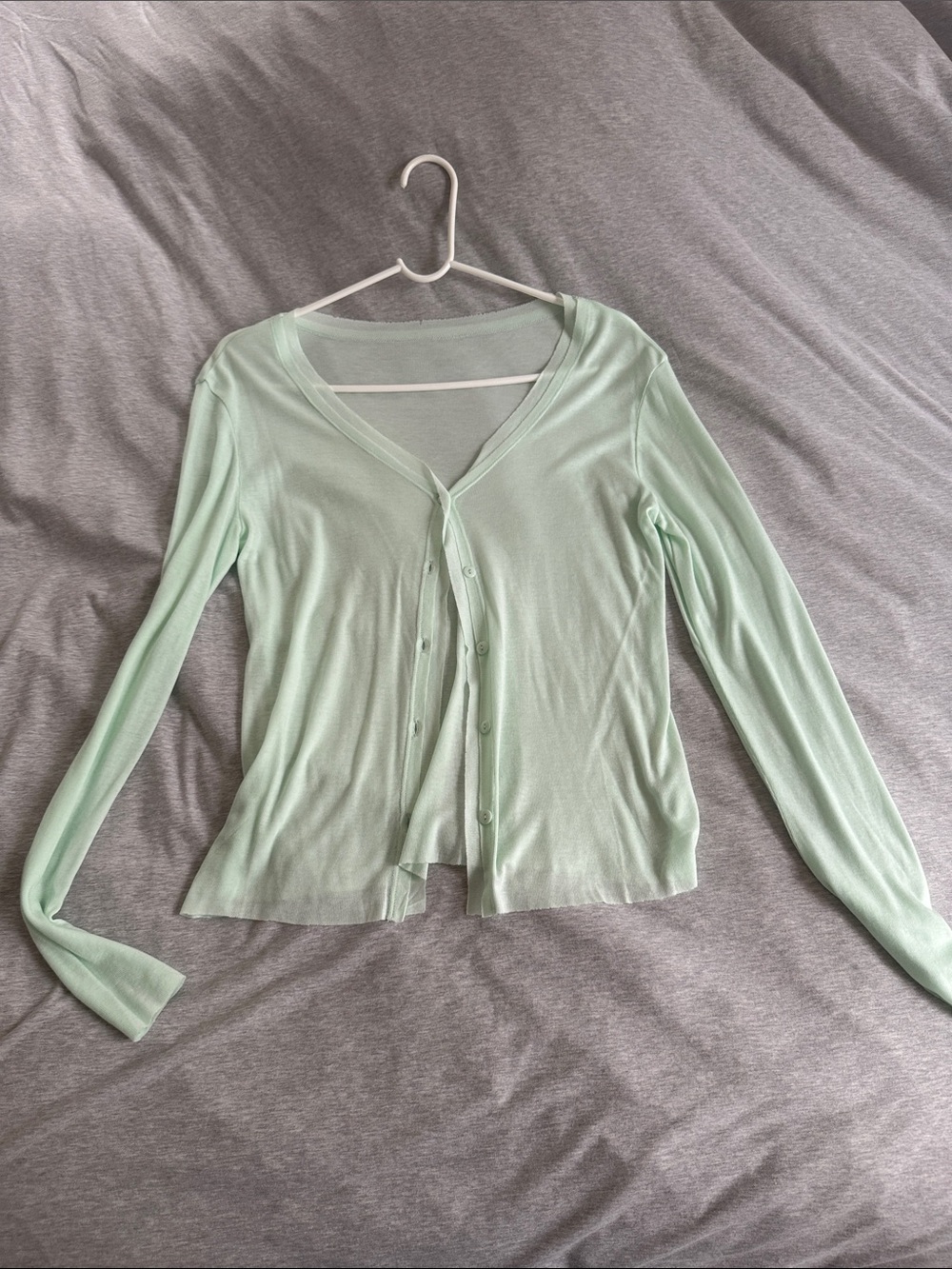 Light Mint V-Neck Button Cardigan - Women summer cardigan